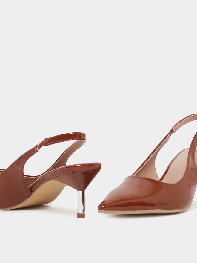 Styli Styli Patent Design Pointed Toe Slingback Heel Shoes  - Image 3