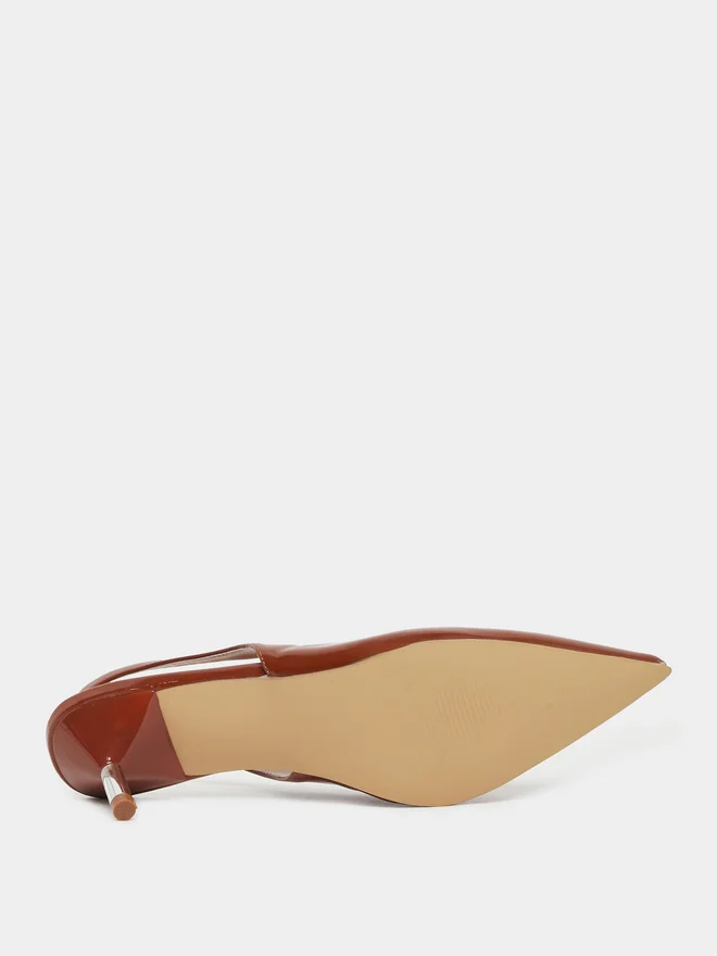 Styli Styli Patent Design Pointed Toe Slingback Heel Shoes