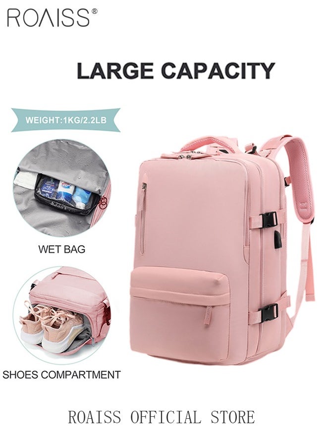 roaiss - Travel Backpack for Men Women Carry On Backpack with USB Charging Port Shoe Compartment Flight Approved College School Bag Casual Daypack for Weekender Camping Waterproof Outdoor Hiking Daypack Lightweight Backpack - Image 1