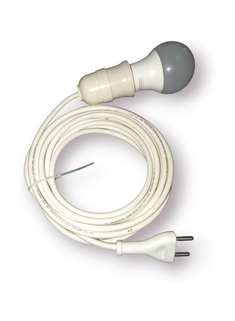 Electrical extension cord with plug and ring - High-quality copper wire - High-efficiency electrical plug and ring (10 meters with 9-watt white LED bulb)  - Image 1