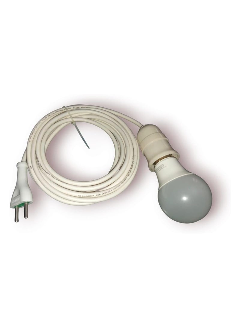 Electrical extension cord with plug and ring - High-quality copper wire - High-efficiency electrical plug and ring (10 meters with 9-watt white LED bulb)  - Image 2