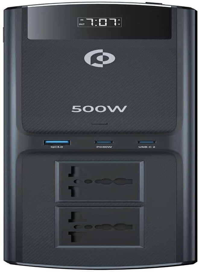 Powerology - Powerology 500W Universal Multi-Use Car Inverter, PD 30W Fast Charging, Dual AC & USB Ports, Compact & Portable, High Efficiency, Overload & Short Circuit Protection, Car Power Adapter - Image 1