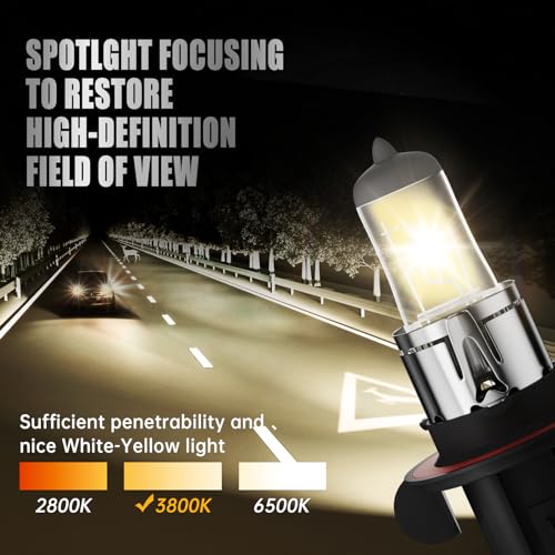 OKOENIEO 9008/H13 Halogen Car Headlight Bulbs, High and Low Beam, 3800K, 4000 Lumens,Automotive Headlight Bulbs,Low Beam Lights,High Beam, H13 Car Light Bulb, Pack of 2 - Image 4