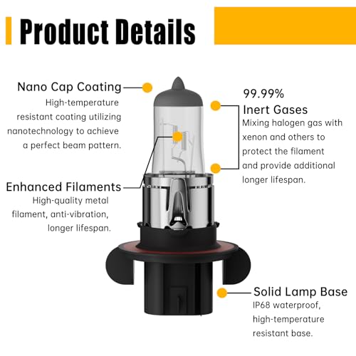 OKOENIEO 9008/H13 Halogen Car Headlight Bulbs, High and Low Beam, 3800K, 4000 Lumens,Automotive Headlight Bulbs,Low Beam Lights,High Beam, H13 Car Light Bulb, Pack of 2 - Image 5