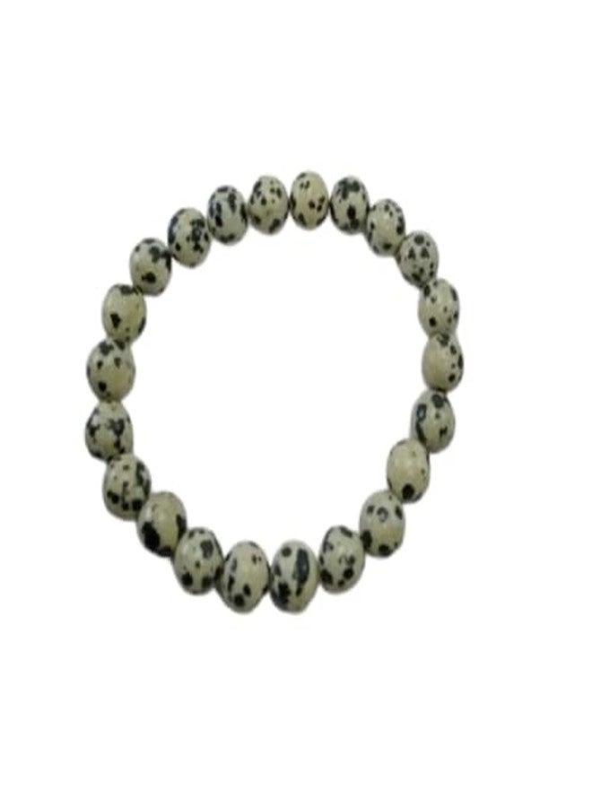 CA AGATE Natural Dalmatian jasper Bracelet Round Beads 8 mm Crystal Stone Bracelet for Reiki Healing and Crystal Healing Stones - Image 1