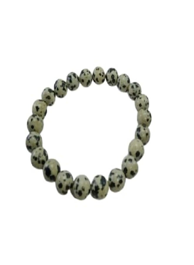 CA AGATE Natural Dalmatian jasper Bracelet Round Beads 8 mm Crystal Stone Bracelet for Reiki Healing and Crystal Healing Stones - Image 2