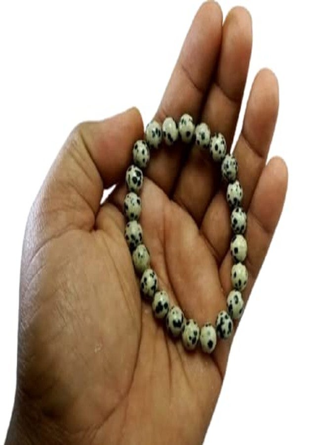 CA AGATE Natural Dalmatian jasper Bracelet Round Beads 8 mm Crystal Stone Bracelet for Reiki Healing and Crystal Healing Stones - Image 3