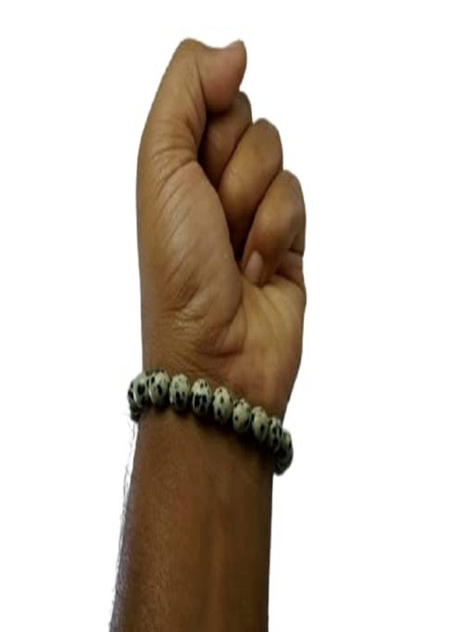 CA AGATE Natural Dalmatian jasper Bracelet Round Beads 8 mm Crystal Stone Bracelet for Reiki Healing and Crystal Healing Stones - Image 4