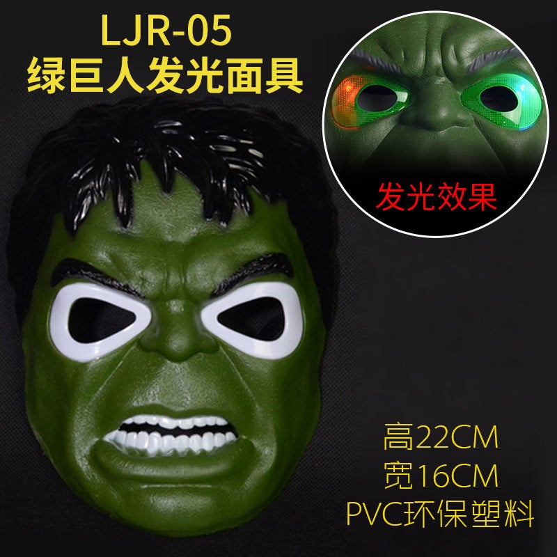 Hulk Adult Children Costume The Avengers 4 Mask Mask Cloak Gloves Prom Dress Up Costume Hulk Glowing Mask