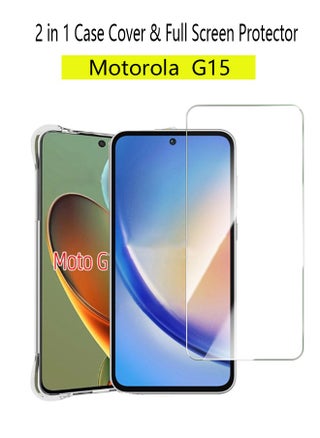 2 in 1 Motorola G15 Phone Case Cover & Screen Protector - Shockproof Clear Slim TPU Protective Phone Cover & Full Coverage Delicate Touch Tempered Glass Screen Protector for Motorola G15 - pzsku/Z6D57CF1915D20F28BDA5Z/45/1742970292/a954905b-1066-4585-9b6a-3deda99b211e
