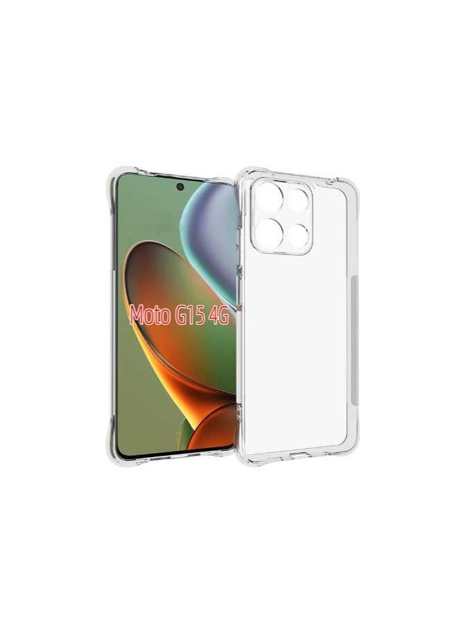 2 in 1 Motorola G15 Phone Case Cover & Screen Protector - Shockproof Clear Slim TPU Protective Phone Cover & Full Coverage Delicate Touch Tempered Glass Screen Protector for Motorola G15