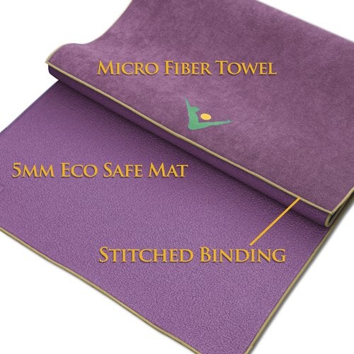 AURORAE Synergy 2in1 Hot Yoga Mat with integrated Non Slip Microfiber Towel. No Slipping No Bunching/Odor Patent Protected, Machine Washable - Image 2