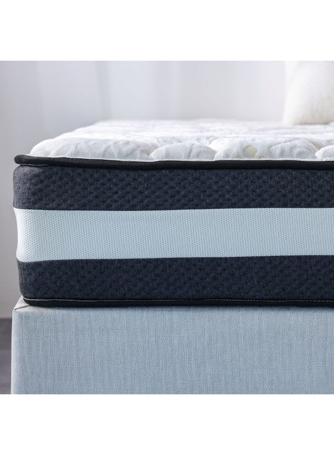 DANUBE HOME Luxuria Bonnell Spring Foam Mattress Medium Soft Feel Super King Bed Mattress Spine Balance For Pressure Relief Thickness 26 Cm -White/ Dark Grey - Image 1