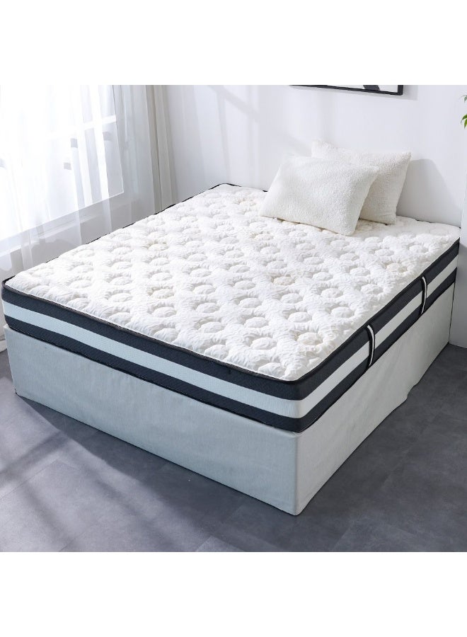 DANUBE HOME Luxuria Bonnell Spring Foam Mattress Medium Soft Feel Super King Bed Mattress Spine Balance For Pressure Relief Thickness 26 Cm -White/ Dark Grey - Image 4