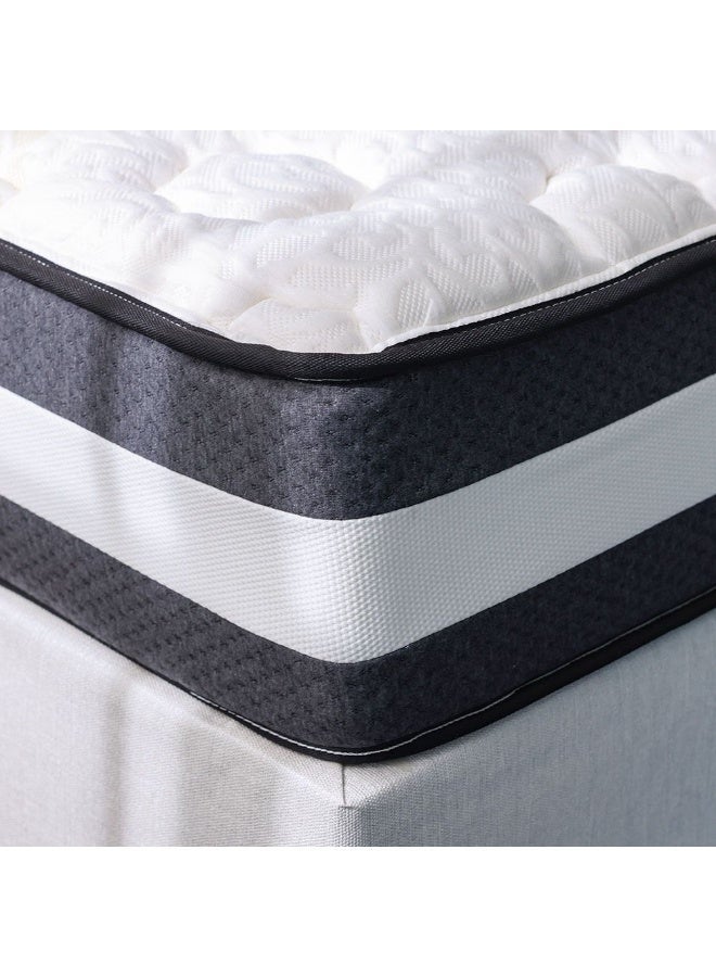 DANUBE HOME Luxuria Bonnell Spring Foam Mattress Medium Soft Feel Super King Bed Mattress Spine Balance For Pressure Relief Thickness 26 Cm -White/ Dark Grey