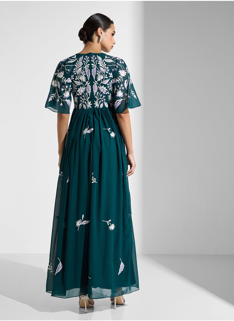 Frock and Frill - Embellished Crew Neck Dress - Image 1