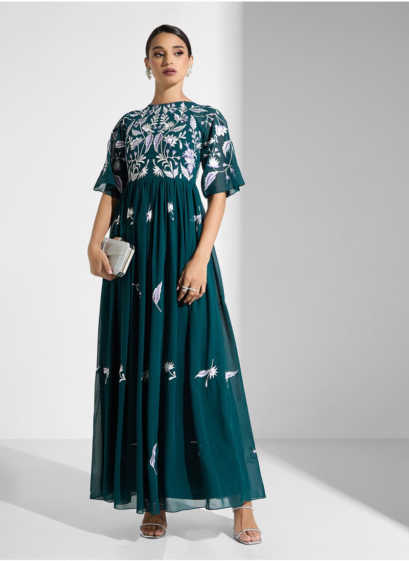 Frock and Frill - Embellished Crew Neck Dress - Image 1