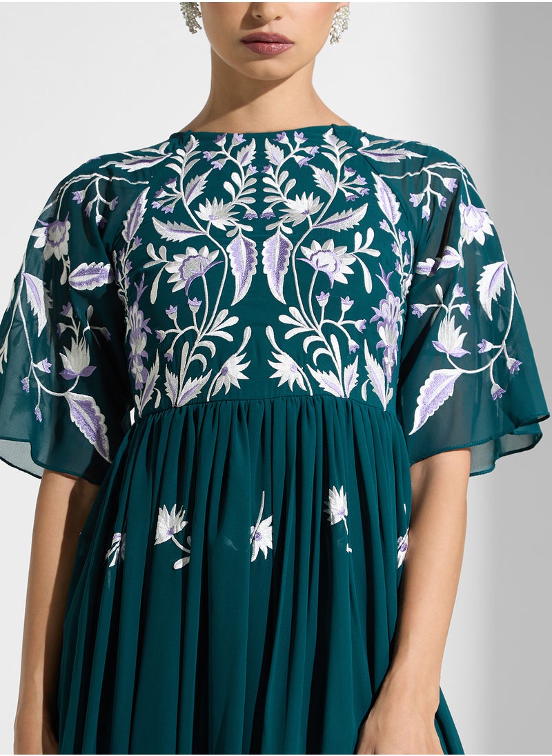 Frock and Frill - Embellished Crew Neck Dress - Image 1