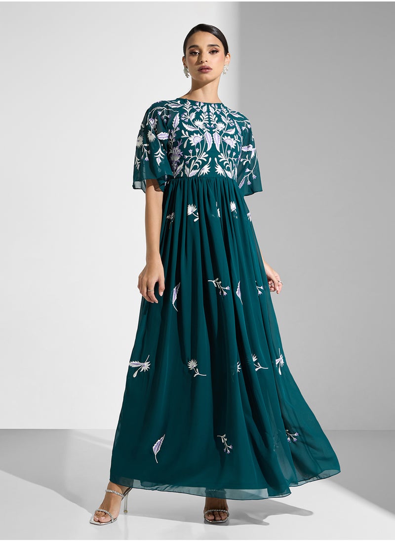 Frock and Frill - Embellished Crew Neck Dress - Image 1