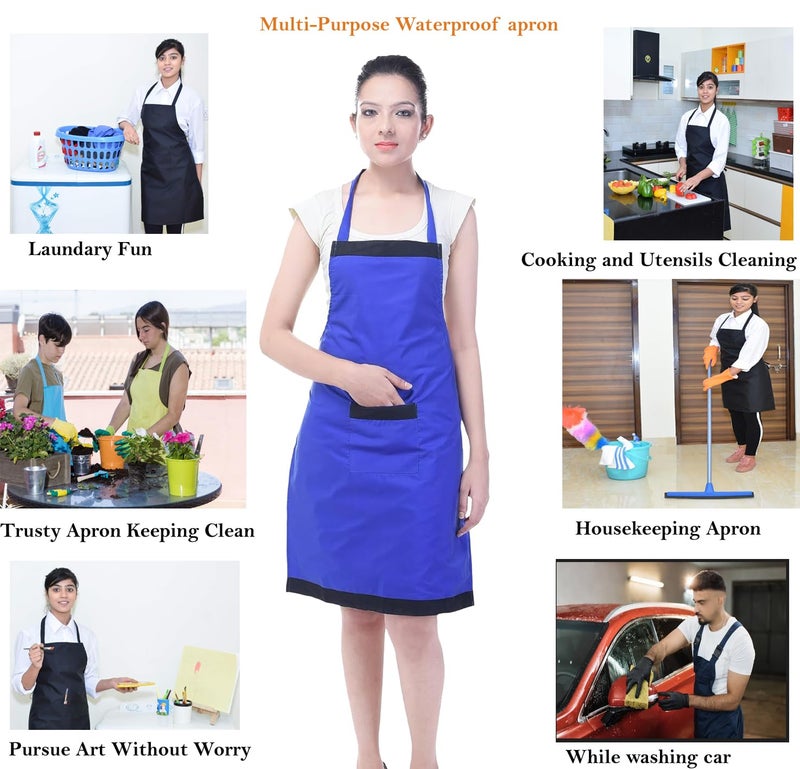 Switchon Royal Blue Polyester Waterproof Kitchen Apron Free SizeProudly Made in India - Image 4