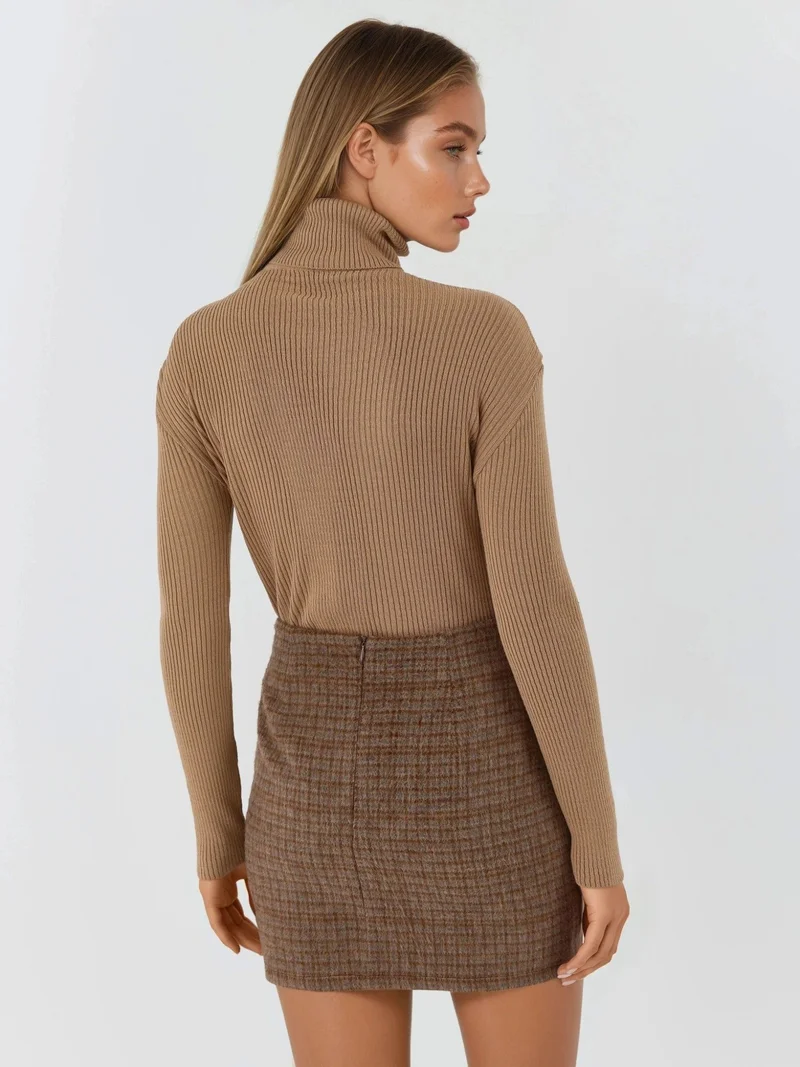 موضتي MY FASHION Fitted Textured Turtleneck Sweater