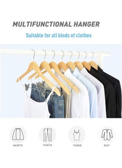 Generic Wooden Suit Hangers with Adjustable Metal Clips 10 Pack, Solid Smooth Wood Clothes Hangers, 360° Swivel Hook, Premium Pants Hangers  - Image 5