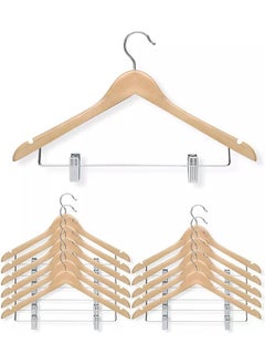 Generic Wooden Suit Hangers with Adjustable Metal Clips 10 Pack, Solid Smooth Wood Clothes Hangers, 360° Swivel Hook, Premium Pants Hangers  - Image 2