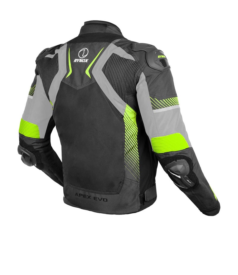 Rynox Apex Evo Jacket - CE Certified Class AA | Motorcycle Riding Jacket | Impact Protection | Abrasion Resistance - Black Hi-Viz Green, Large - Image 2