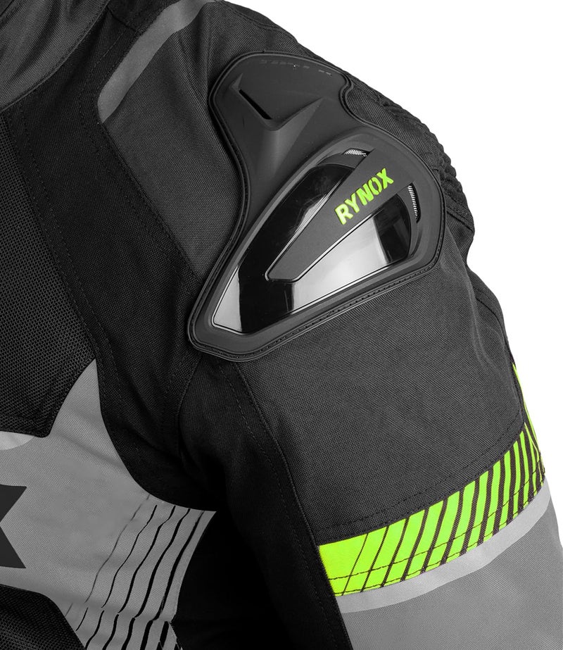 Rynox Apex Evo Jacket - CE Certified Class AA | Motorcycle Riding Jacket | Impact Protection | Abrasion Resistance - Black Hi-Viz Green, Large - Image 5