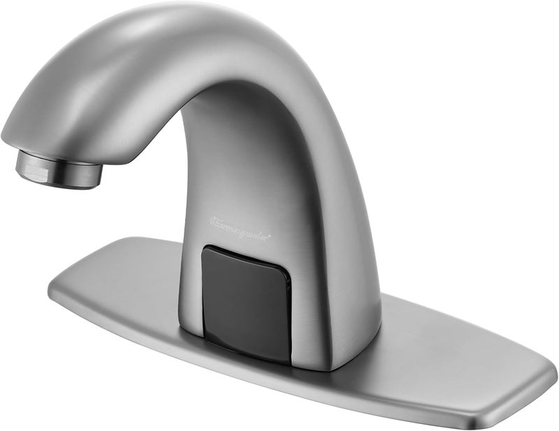 Charmingwater Touchless Bathroom Sink Faucet, Motion Automatic Sensor Faucet with Hole Cover Plate, Brushed Grey - Image 1