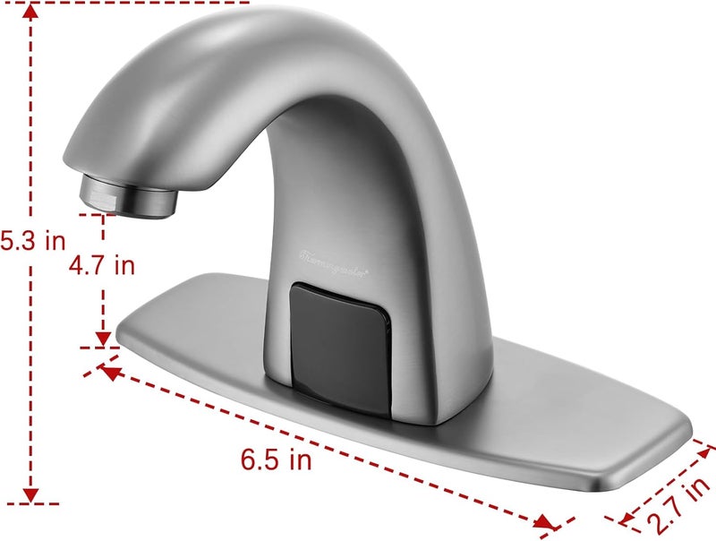 Charmingwater Touchless Bathroom Sink Faucet, Motion Automatic Sensor Faucet with Hole Cover Plate, Brushed Grey - Image 4
