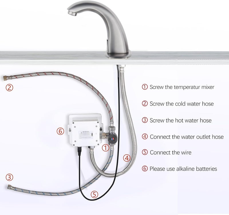 Charmingwater Touchless Bathroom Sink Faucet, Motion Automatic Sensor Faucet with Hole Cover Plate, Brushed Grey - Image 5