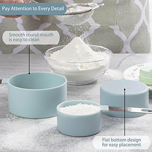 Huygens Measuring Cups and Spoons Set of Huygens Kitchen Gadgets 10 Pieces, Stackable Stainless Steel Handle Measuring Cups for Measuring Dry and Liquid Ingredient (Lake blue) - Image 4