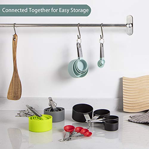 Huygens Measuring Cups and Spoons Set of Huygens Kitchen Gadgets 10 Pieces, Stackable Stainless Steel Handle Measuring Cups for Measuring Dry and Liquid Ingredient (Lake blue) - Image 5