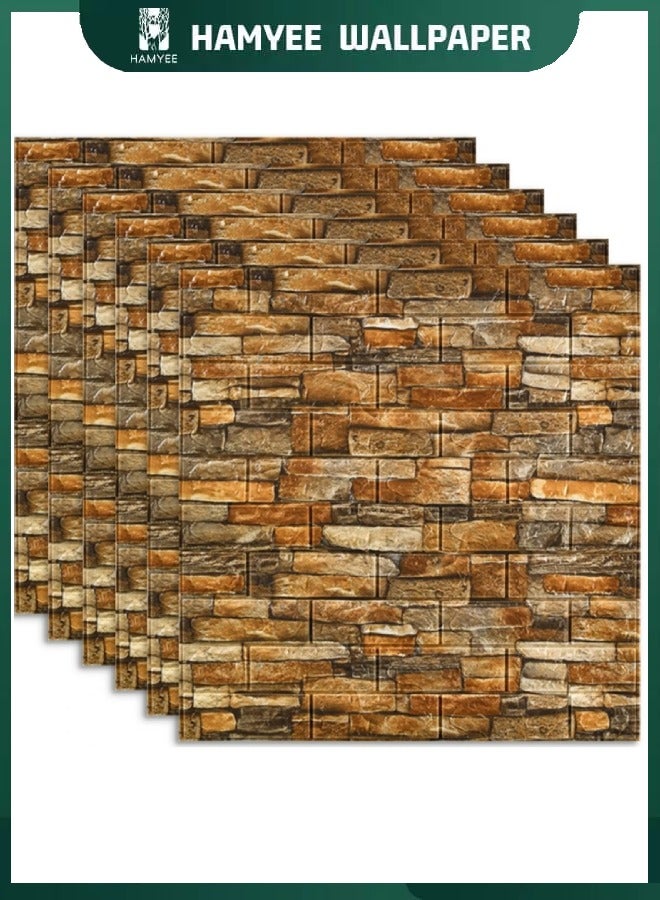 HAMYEE 3D Foam Bricks Wallpaper Set Yellow, Peel And Stick Wallpaper, Self-adhesive removable wallpaper, For Bedroom/Living Room/TV Wall And Home Decoration 70*77 - Image 1