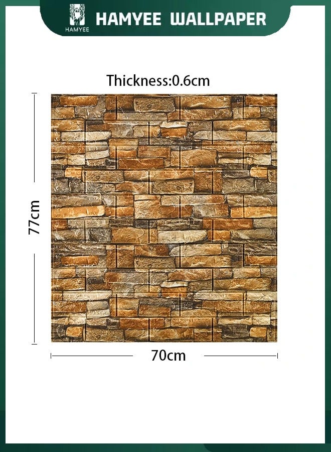 HAMYEE 3D Foam Bricks Wallpaper Set Yellow, Peel And Stick Wallpaper, Self-adhesive removable wallpaper, For Bedroom/Living Room/TV Wall And Home Decoration 70*77 - Image 2