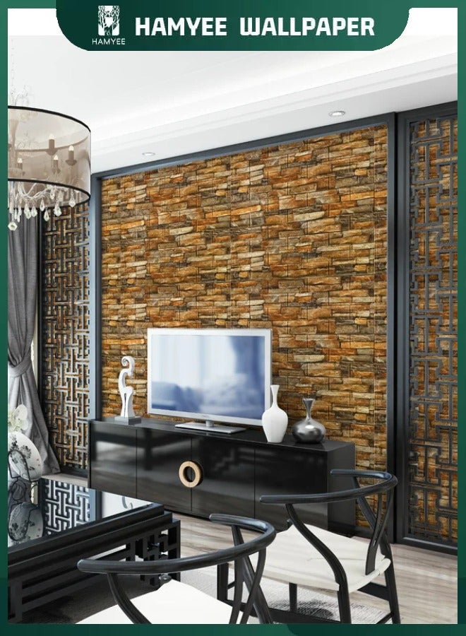 HAMYEE 3D Foam Bricks Wallpaper Set Yellow, Peel And Stick Wallpaper, Self-adhesive removable wallpaper, For Bedroom/Living Room/TV Wall And Home Decoration 70*77 - Image 4