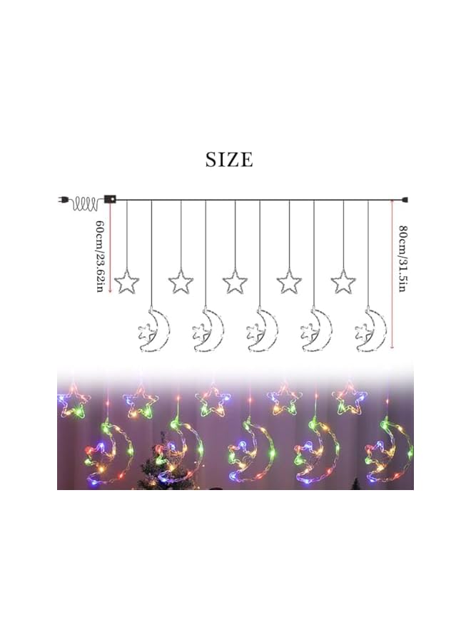The Bros Star & Crescent Moon Curtain Lights - LED Eid & Ramadan Festival Lighting for Home & Garden - Image 3