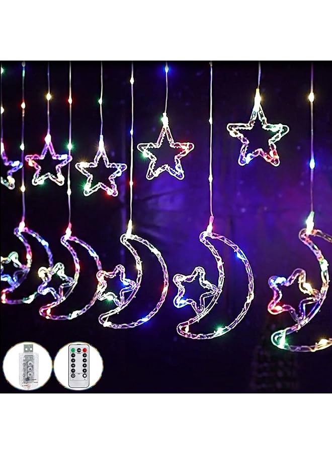The Bros Star & Crescent Moon Curtain Lights - LED Eid & Ramadan Festival Lighting for Home & Garden - Image 1
