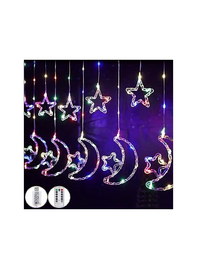 The Bros Star & Crescent Moon Curtain Lights - LED Eid & Ramadan Festival Lighting for Home & Garden - Image 2