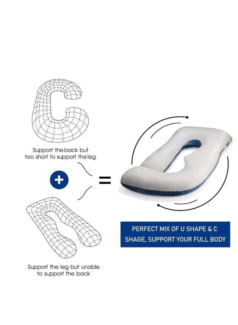Arabest Pregnancy Maternity Pillows for Sleeping 55 Inches U-Shape Full Body Pillow Support - for Back, Hips, Legs, Belly for Pregnant Women with Removable Washable Velvet Cover - Image 4