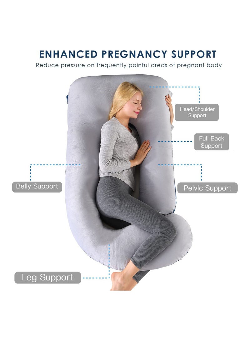 Arabest Pregnancy Maternity Pillows for Sleeping 55 Inches U-Shape Full Body Pillow Support - for Back, Hips, Legs, Belly for Pregnant Women with Removable Washable Velvet Cover - Image 3