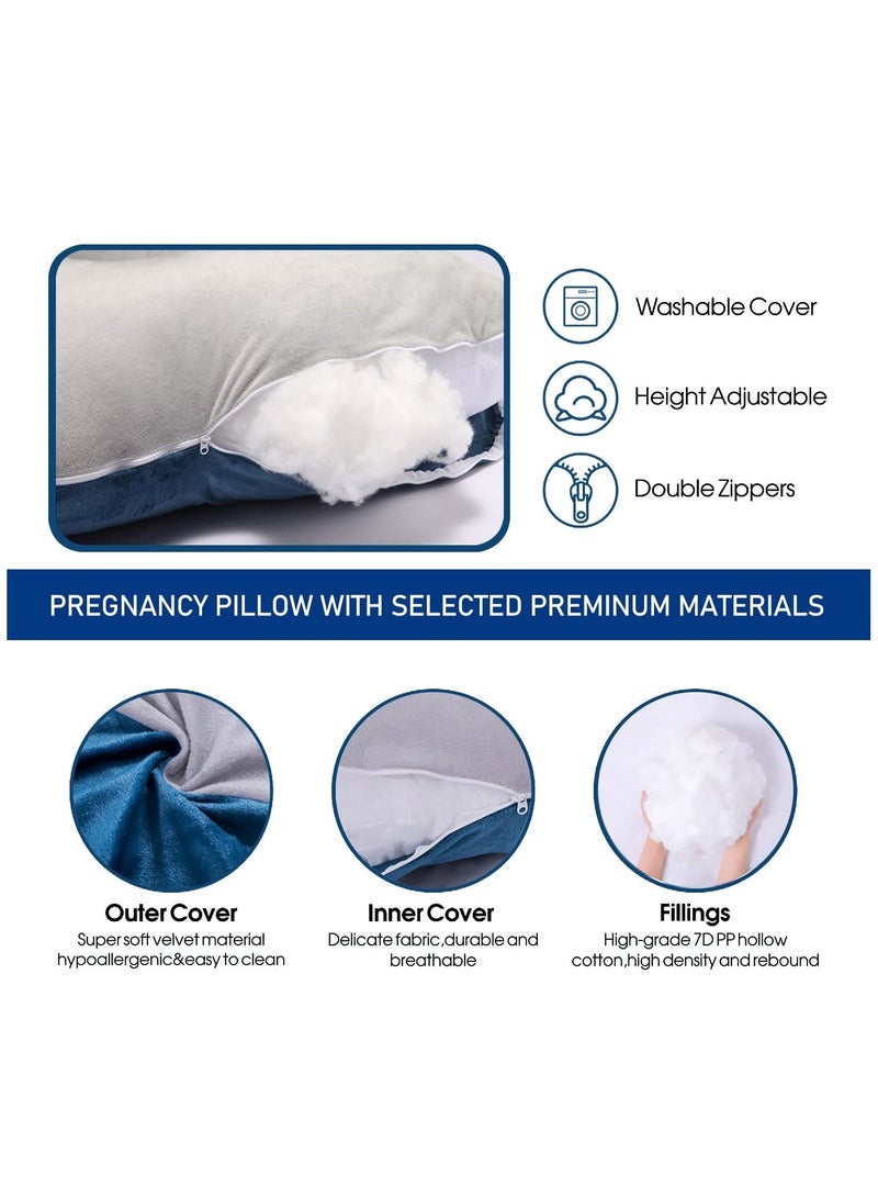 Arabest Pregnancy Maternity Pillows for Sleeping 55 Inches U-Shape Full Body Pillow Support - for Back, Hips, Legs, Belly for Pregnant Women with Removable Washable Velvet Cover - Image 5