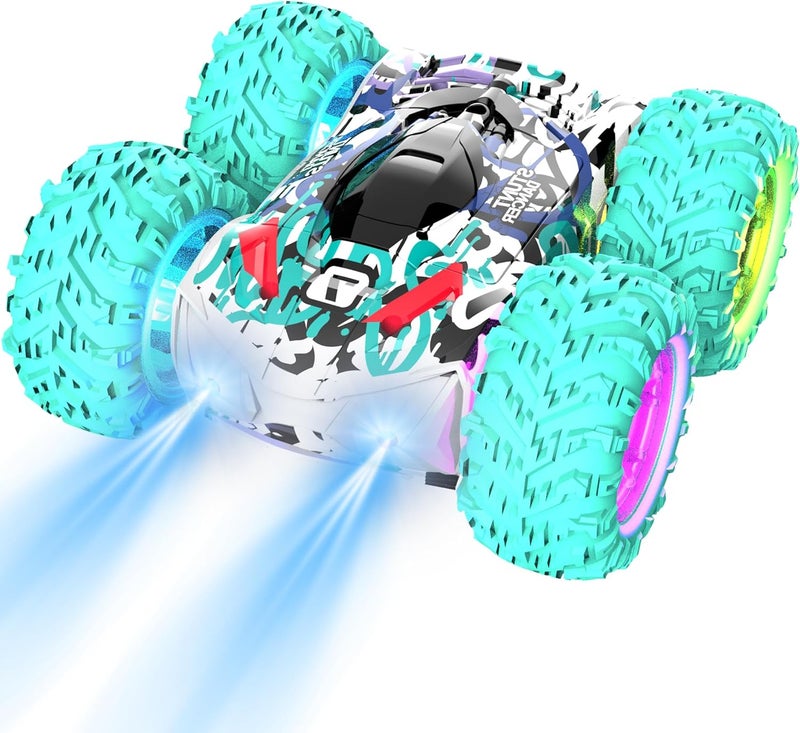 OMIRE High Speed Remote Control Stunt Car with Lights - 2.4GHz Double Sided 360° Flips for Kids - Image 1