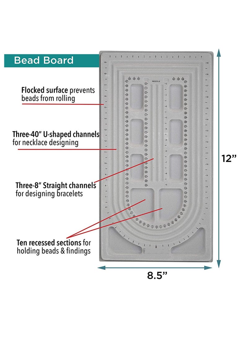 SYOSI Bead Board, Large Bead Design Board, 3 U-Shape and 3 Straight Channels, 16"-19" Bracelet Design Board Flocked Bead Board Mats Necklace Beading Jewelry Organizer Tray DIY Jewelry Making Tray, 2Pack  - Image 5