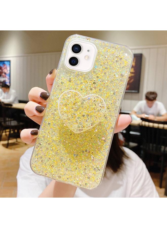 Zaboon Case For iPhone 12 Starry Sequin Heart Stand Epoxy TPU Phone Case - Image 1