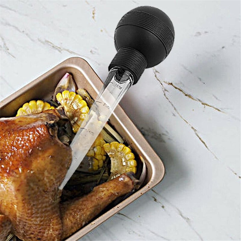 klarako Turkey Baster with Cleaning Brush, Food Grade Syringe Baster For Cooking & Basting With Detachable Round Bulb, Ideal For Butter Drippings, Glazes, Roasting Juices for Poultry, Turkey Baster - Image 3