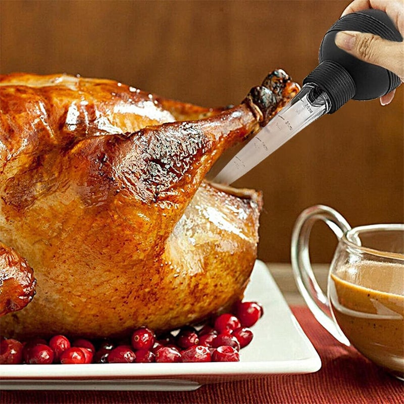 klarako Turkey Baster with Cleaning Brush, Food Grade Syringe Baster For Cooking & Basting With Detachable Round Bulb, Ideal For Butter Drippings, Glazes, Roasting Juices for Poultry, Turkey Baster - Image 2
