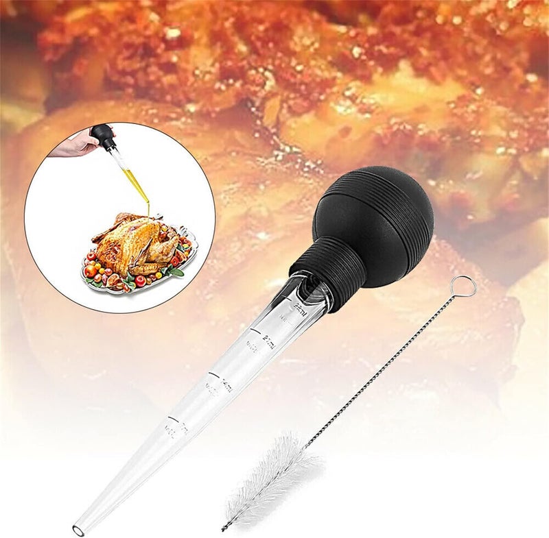 klarako Turkey Baster with Cleaning Brush, Food Grade Syringe Baster For Cooking & Basting With Detachable Round Bulb, Ideal For Butter Drippings, Glazes, Roasting Juices for Poultry, Turkey Baster - Image 4