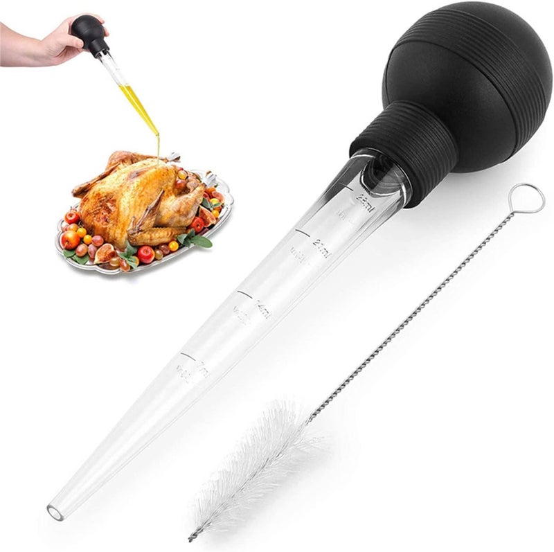 klarako Turkey Baster with Cleaning Brush, Food Grade Syringe Baster For Cooking & Basting With Detachable Round Bulb, Ideal For Butter Drippings, Glazes, Roasting Juices for Poultry, Turkey Baster - Image 1